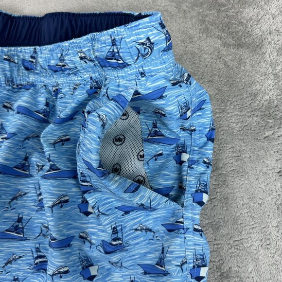 PETER MILLAR Seaside Collection Mens Mesh Lined Swim Trunks Blue Sailing Boats - Picture 7 of 9